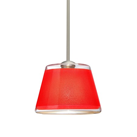 Besa Lighting Pica 9 Cord Pendant, Red Sand, Satin Nickel Finish, 1x75W Incandescent 1TT-PIC9RD-SN